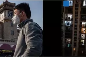 Video detik-detik teriakan warga Wuhan saling beri semangat