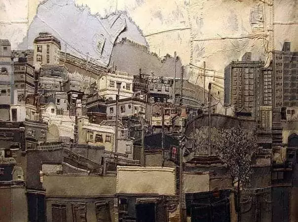 karya dibuat dari jeans bak lukisan © Facebook/Azza Art