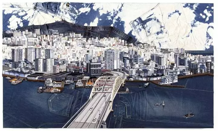 karya dibuat dari jeans bak lukisan © Facebook/Azza Art