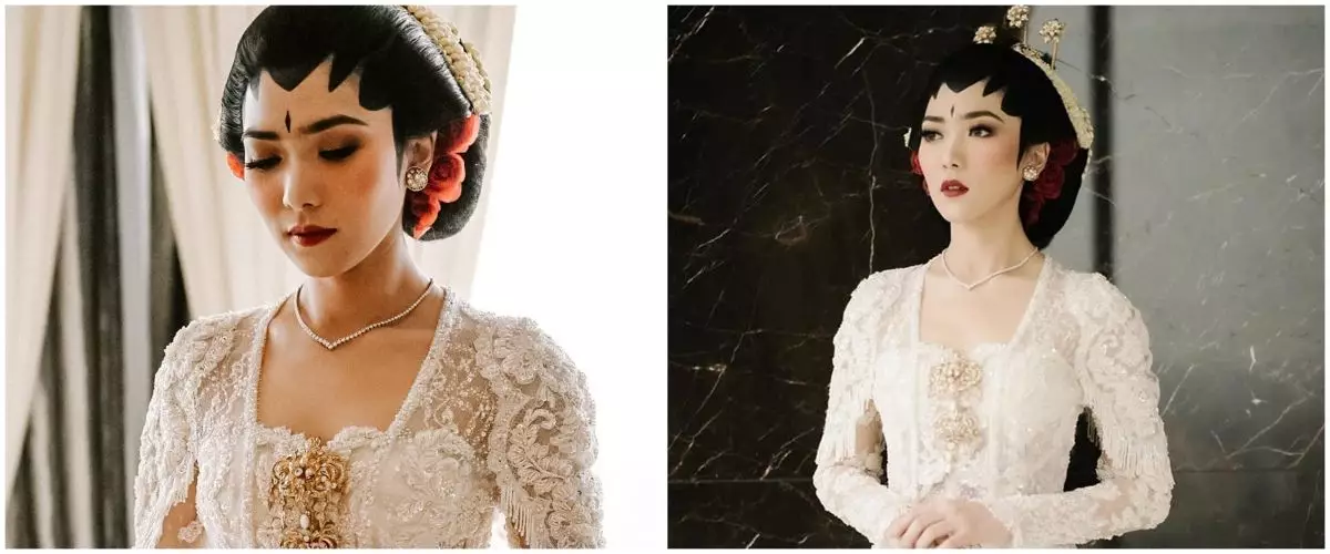 8 Penampakan detail kebaya Isyana Sarasvati, penuh makna