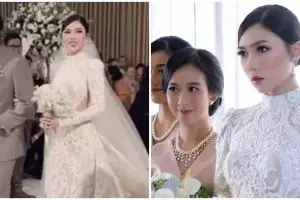 10 Momen resepsi pernikahan Isyana Sarasvati, gaunnya elegan