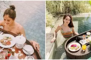 10 Seleb nikmati sarapan di kolam renang, kekinian banget