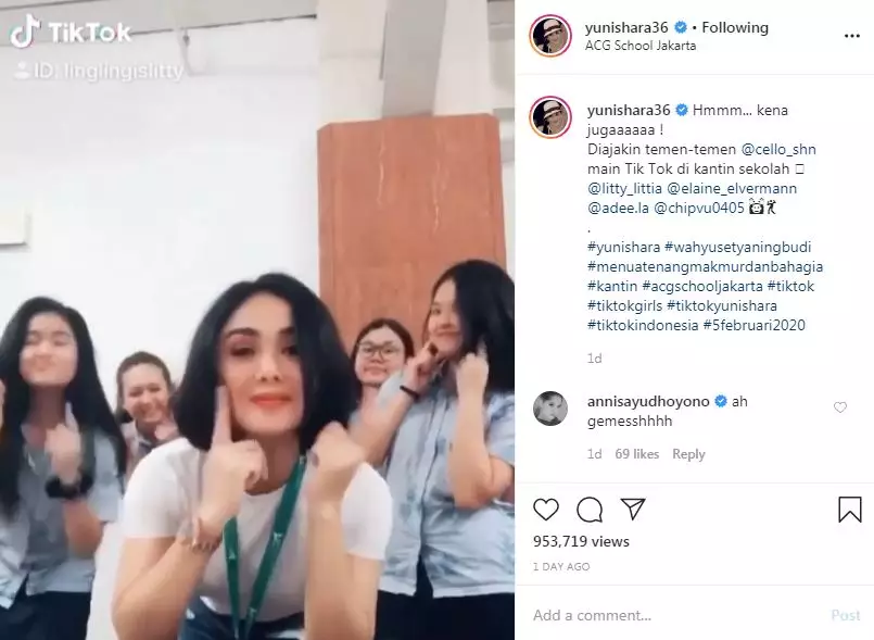 Yuni Shara main Tik Tok  Instagram 