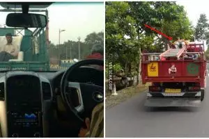 10 Potret lucu orang naik truk ini bikin gagal fokus