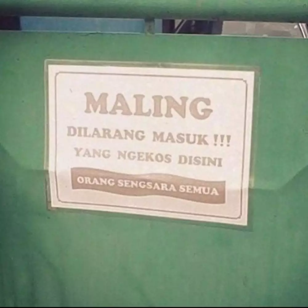 peringatan lucu dilarang mencuri di kos © 2020 1cak.com