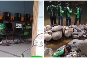 10 Momen driver ojek online isi waktu luang ini bikin tepuk jidat