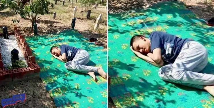 Rindu kasih orangtua, remaja autis ini tidur di makam sang ayah