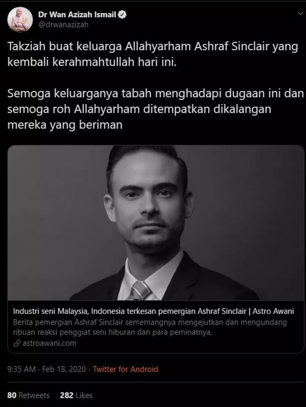 Wakil PM kirim doa untuk Ashraf  berbagai sumber  Wakil PM kirim doa untuk Ashraf  berbagai sumber