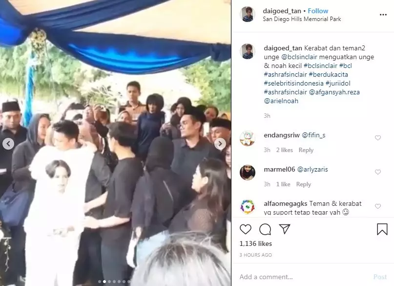 Ariel Noah ke pemakaman  Instagram 