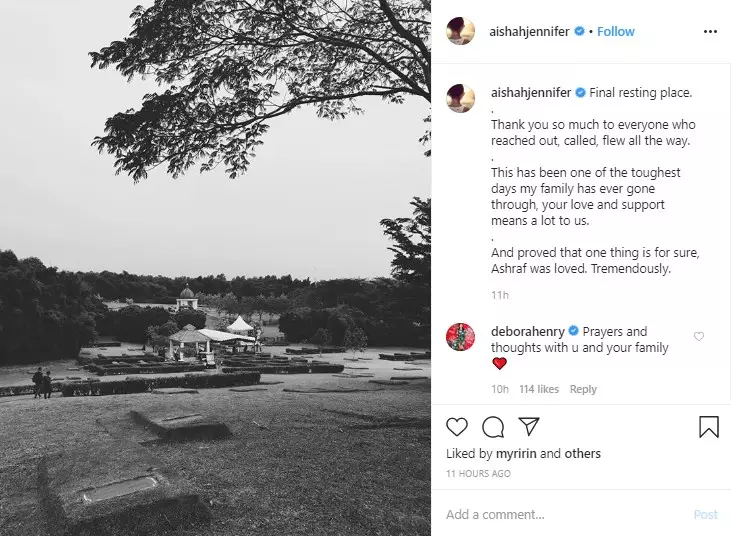 Pesan adik Ashraf Sinclair  Instagram 