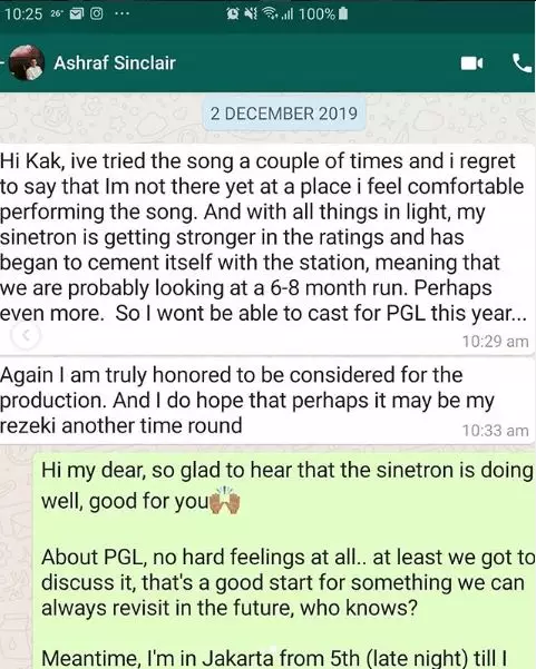 Pesan WA Ashraf ke sahabat Instagram 