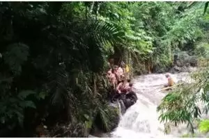 Begini kondisi sungai saat siswa SMPN 1 Turi Sleman lakukan penyusuran