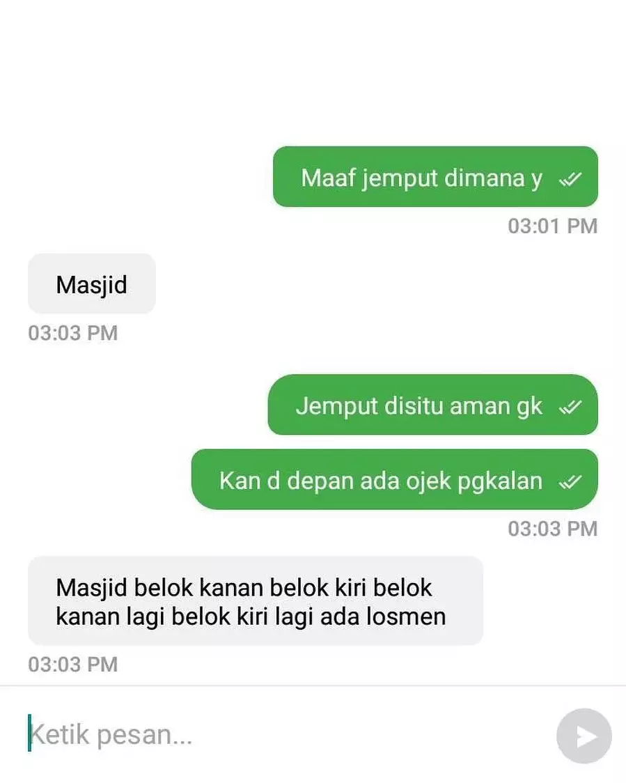 chat lucu driver dan pelanggan ojek online nggak nyambung © 2020 instagram.com chat lucu driver dan pelanggan ojek online nggak nyambung © 2020 instagram.com