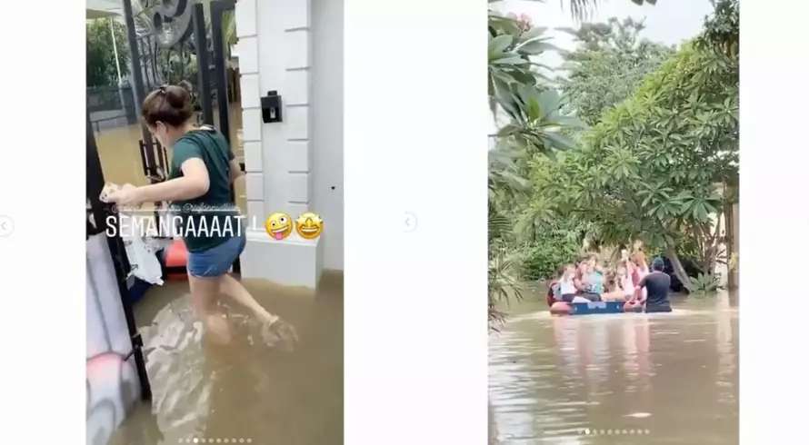 Celine Evangelista kebanjiran  Instagram 