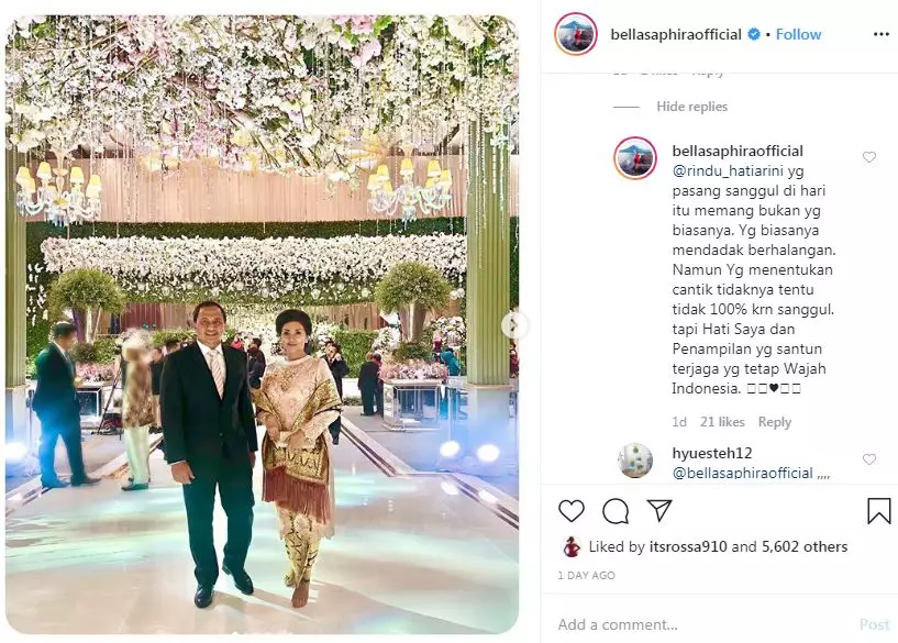 Gaya sanggul Bella Saphira  Instagram 