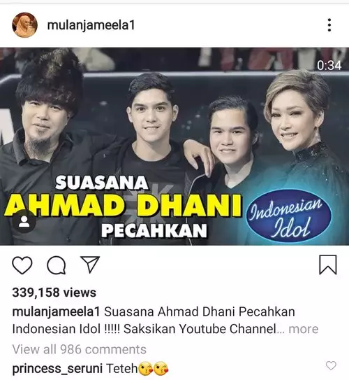 Mulan Jameela unggah pertemuan Dhani & Maia  Instagram 