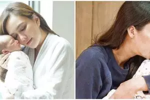 Jadi ibu baru, ini momen manis 8 seleb gendong anak pertama