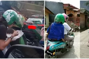 10 Potret kocak pelanggan ojek online santai dibonceng driver