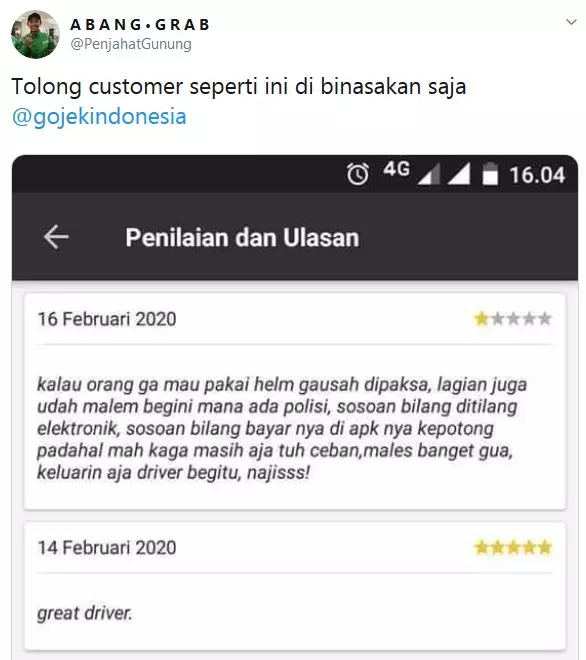 Alasan penumpang beri bintang 1 bikin geram  berbagai sumber Alasan penumpang beri bintang 1 bikin geram  berbagai sumber