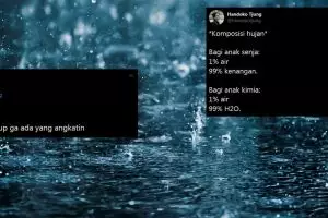 Komposisi hujan ala 10 warga +62, kocaknya bikin geleng kepala
