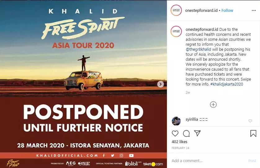 konser batal digelar © 2020 Instagram/@88rising ; @lacunacoilofficial 