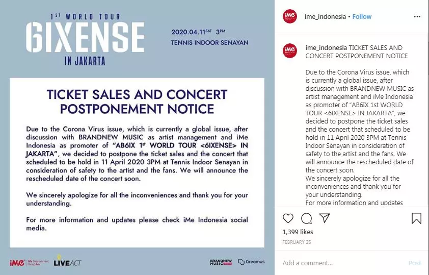 konser batal digelar © 2020 Instagram/@88rising ; @lacunacoilofficial 
