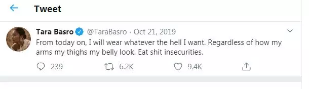 Aksi Tara Basro lawan standar kencantikan twitter