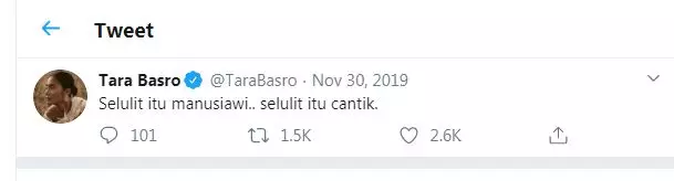 Aksi Tara Basro lawan standar kencantikan twitter