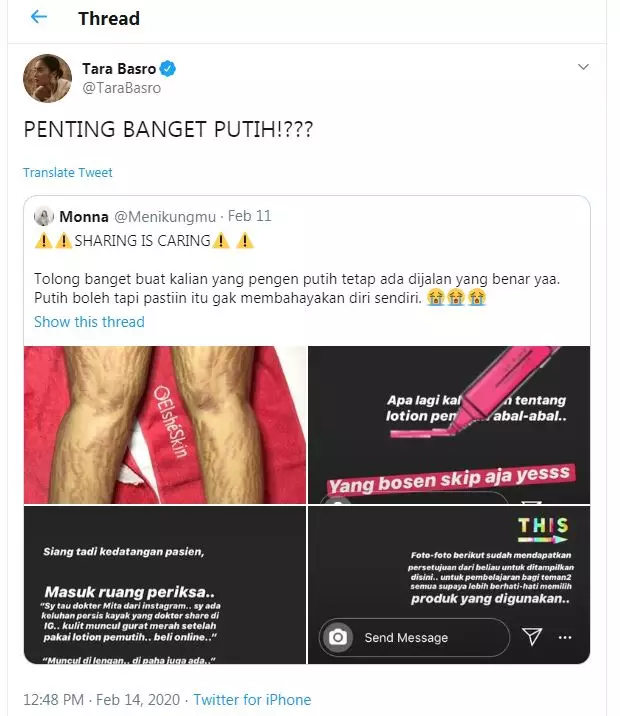 Aksi Tara Basro lawan standar kencantikan twitter