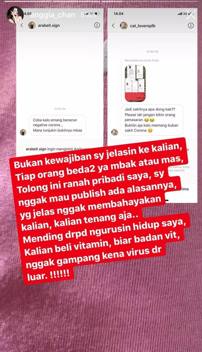 Anggia Chan dituding kena virus Corona © 2020 instagram.com Anggia Chan dituding kena virus Corona © 2020 instagram.com