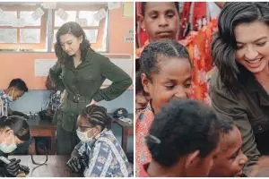 Tetap cantik natural, ini 7 potret Raline Shah mengajar di Papua