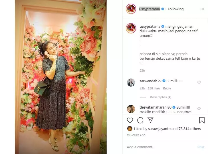 Ussy Sulistiawaty pamer perut © 2020 Instagram/@ussypratama