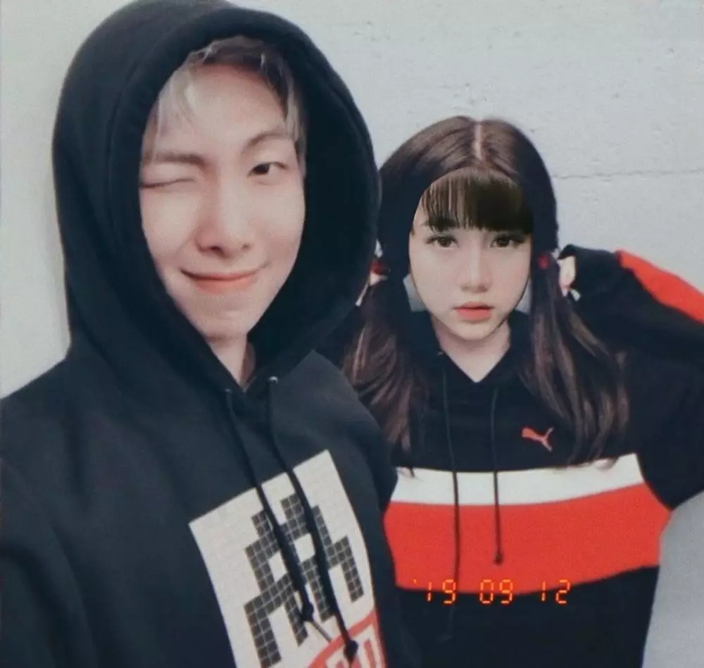 potret ghea edit foto dengan member bts Instagram