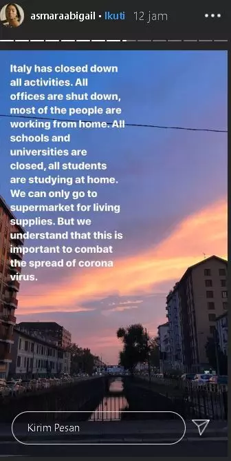 isolasi Corona di Italia © 2020 Instagram/@asmaraabigail isolasi Corona di Italia © 2020 Instagram/@asmaraabigail