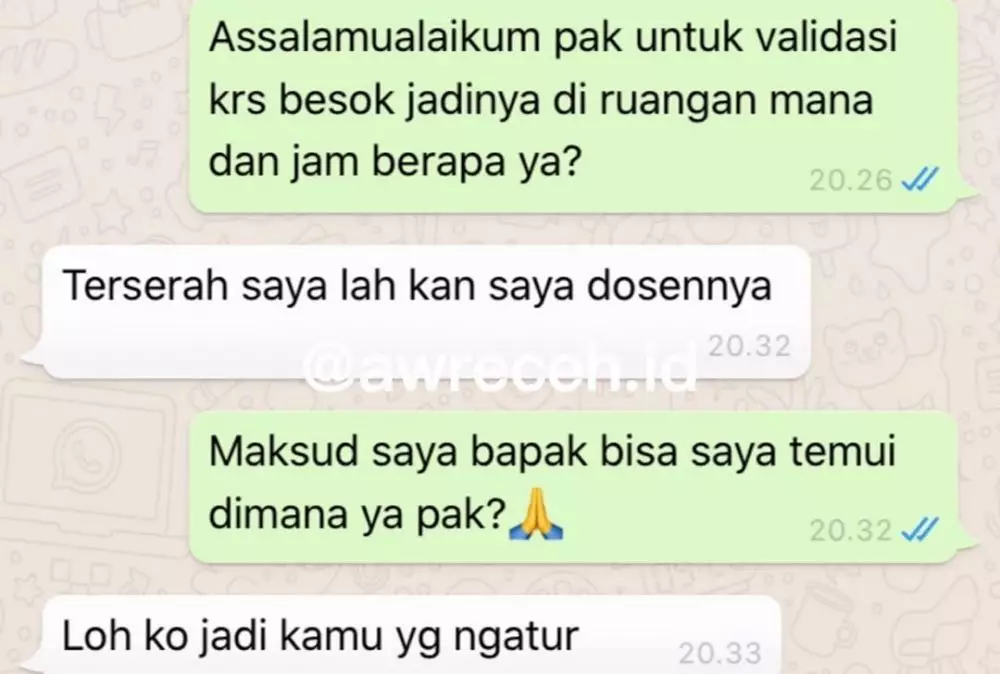 chat WA lucu tanya sama guru © 2020 instagram.com