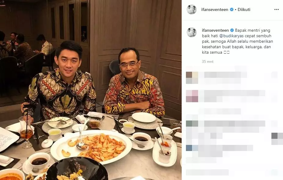 Dukungan publik figur untuk Budi Karya Sumadi Instagram 