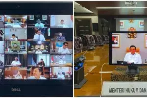 7 Potret rapat terbatas Presiden Jokowi dengan menteri via daring