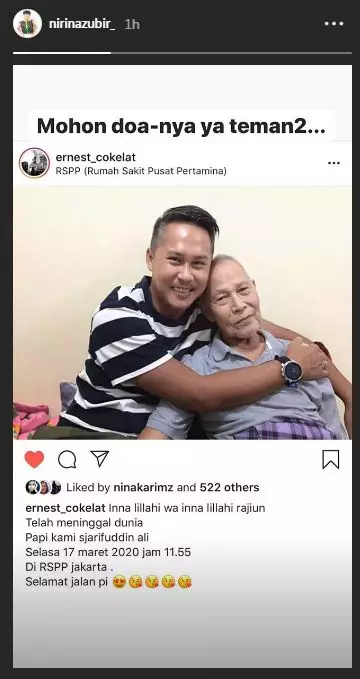 Mertua Nirina Zubir © 2020  Instagram/@ernest_cokelat