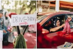 7 Potret pernikahan di tengah wabah Corona, usung tema drive thru