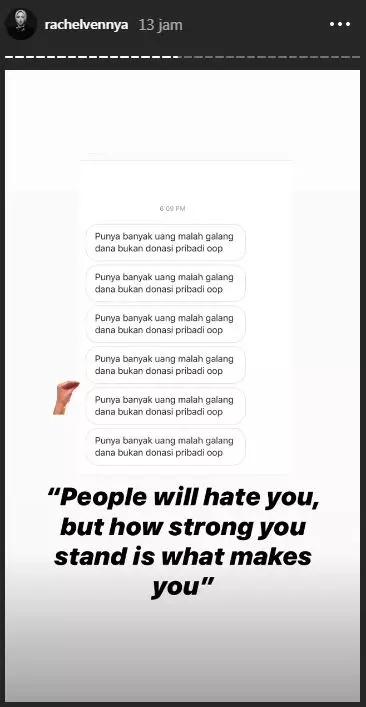Rachel Vennya dinyinyiri soal donasi Corona Instagram 