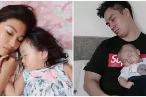 Potret 10 seleb tidur bareng anak, wajah naturalnya jadi sorotan
