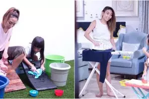 8 Potret Ayu Dewi isolasi diri di rumah, nyuci baju sendiri