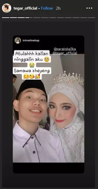 Momen pernikahan Tegar © 2020 Instagram/@tegar_official ; @sarahsheilka 