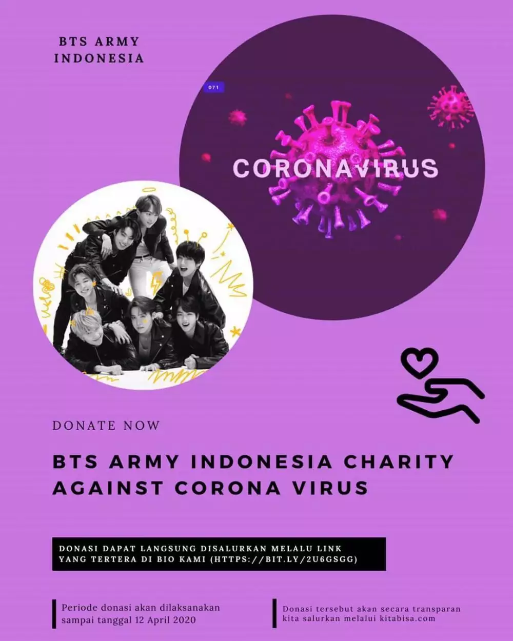 Fans BTS galang dana hingga 235 juta Rupiah untuk cegah COVID-19 di Indonesia Instagram