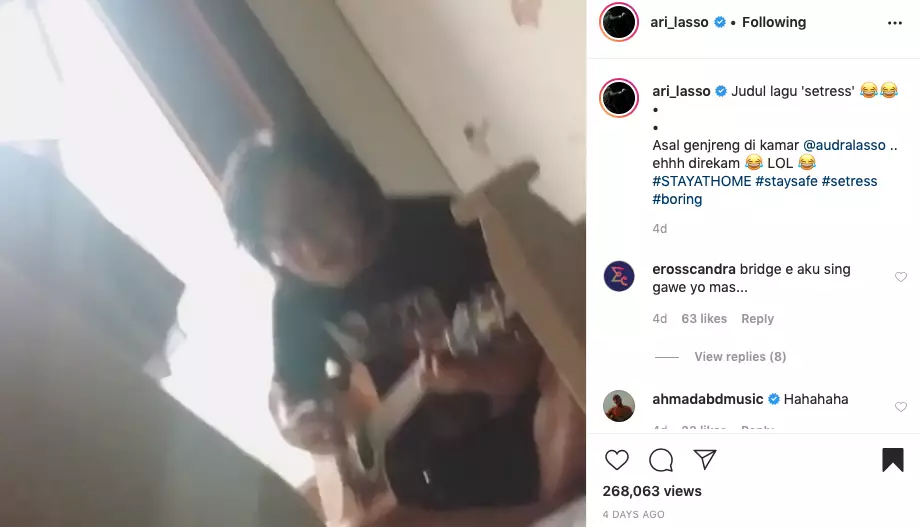 Aktivitas penyanyi saat isolasi diri di rumah Instagram Aktivitas penyanyi saat isolasi diri di rumah Instagram