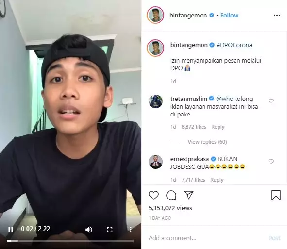 sosok bintang emon  Instagram