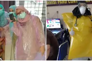 5 Potret paramedis pakai APD dari plastik sampah dan jas hujan