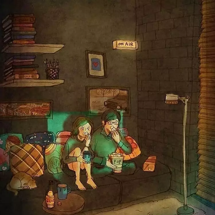 Ilustrasi romantis yang pas untuk #dirumahaja Instagram/ @puuung1 Ilustrasi romantis yang pas untuk #dirumahaja Instagram/ @puuung1