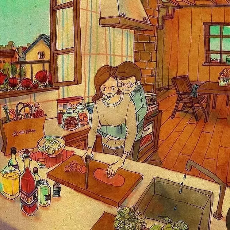 Ilustrasi romantis yang pas untuk #dirumahaja Instagram/ @puuung1 Ilustrasi romantis yang pas untuk #dirumahaja Instagram/ @puuung1