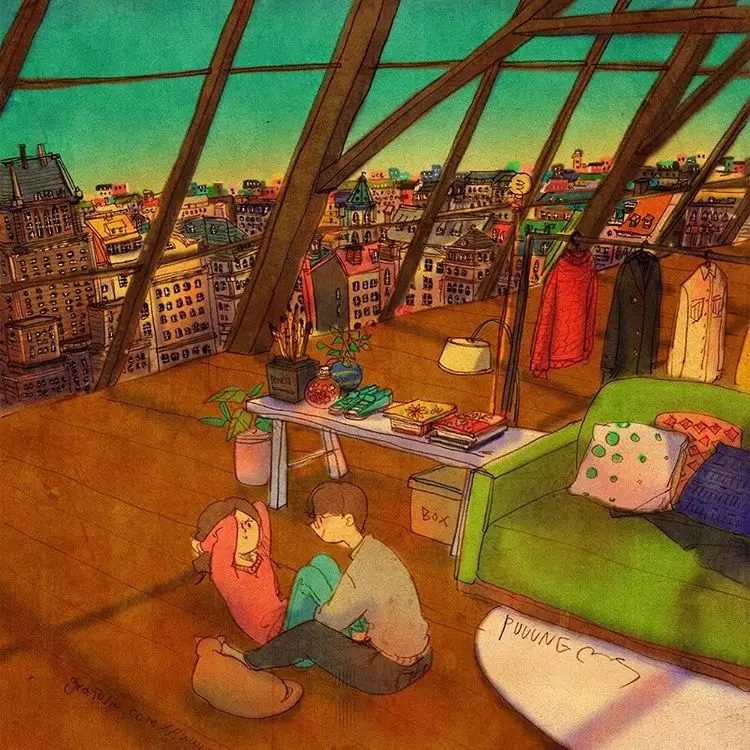 Ilustrasi romantis yang pas untuk #dirumahaja Instagram/ @puuung1 Ilustrasi romantis yang pas untuk #dirumahaja Instagram/ @puuung1